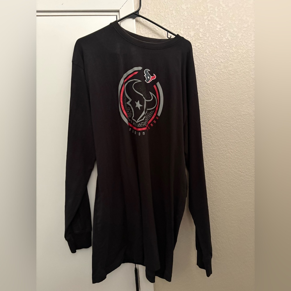 Men’s Fanatics Black Long-Sleeve Houston Texans Logo Tee with Red & Gray Accents
